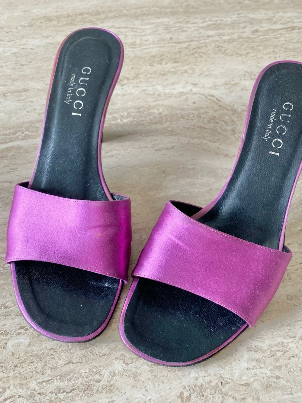 Vintage Gucci Tom Ford-era Satin Mule Sandal Heels - Picture 7 of 13